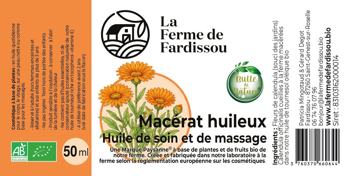 CALENDULA HUILE SOLARISEE FERME DE FARDISSOU